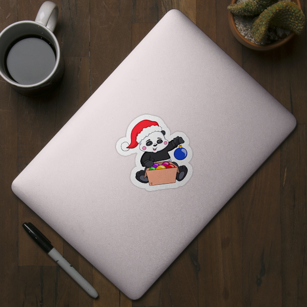 Cute Christmas Panda with Baubles by Band of The Pand